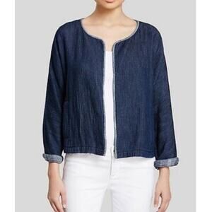 Eileen Fisher Indigo Chambray Denim Cloth Short Jacket M